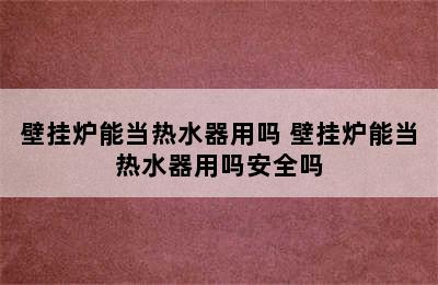 壁挂炉能当热水器用吗 壁挂炉能当热水器用吗安全吗